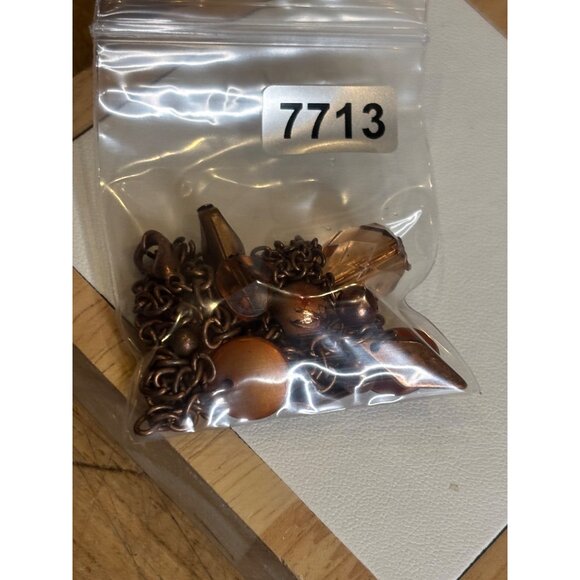 Vintage-Inspired Bronze Tone Necklace With Beads & Charms 18" Chain With Lobster - Picture 6 of 7